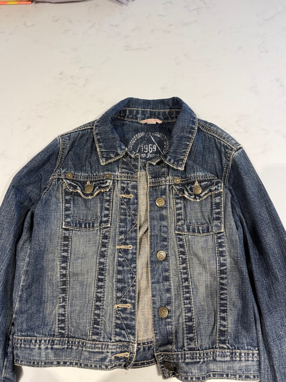 GAP Kids Distressed Blue Denim Jacket
